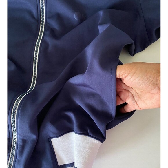 F&G Tech Golf Jacket Sweater Full Zip Size‎ M Blue White Pockets Logo - Picture 7 of 15